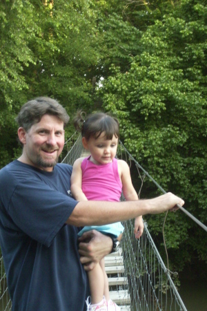 Gary & Maddie on swinging bridge