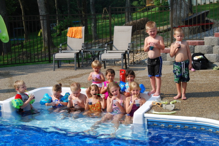 Neighborhood kids in our pool