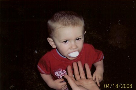 my grandson Josh eating a marshmellow