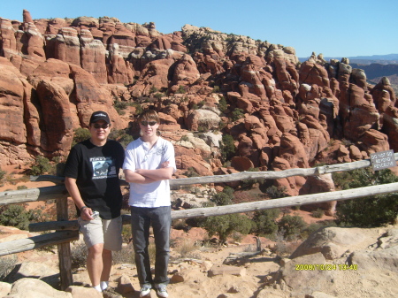 Tim and Dylan at Arches National Park in Utah