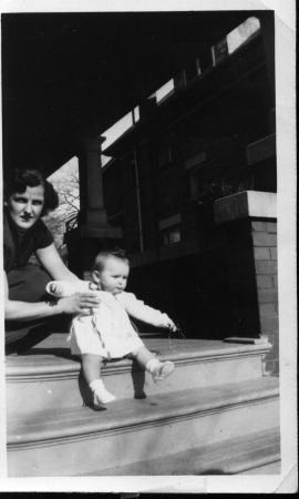 My mother and I on our veranda.