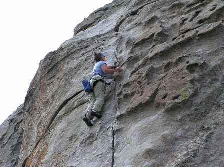 Diane climbing Intruding Dike