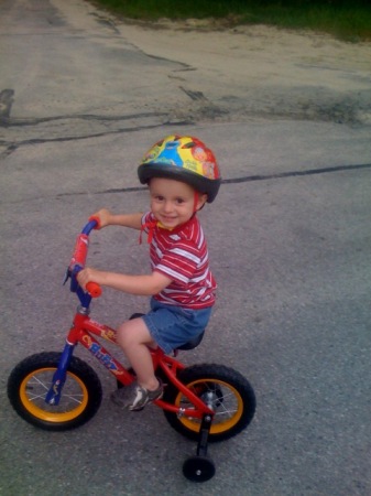 on his big boy bike