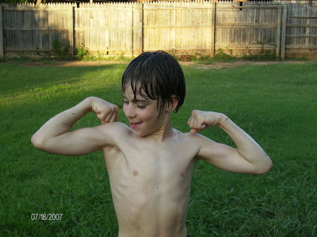 Trent in the back yard