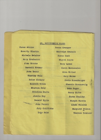 Mr. Bocchieri's 6th grade class roster '71-'72