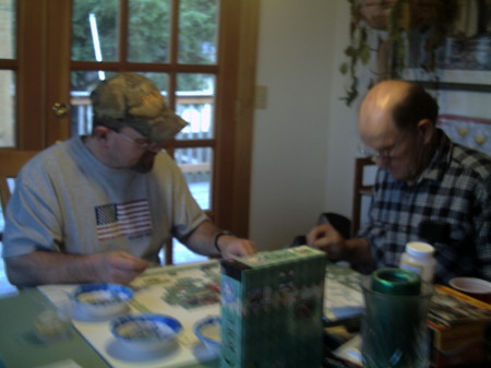 me and dad workin on a jigsaw puzzle