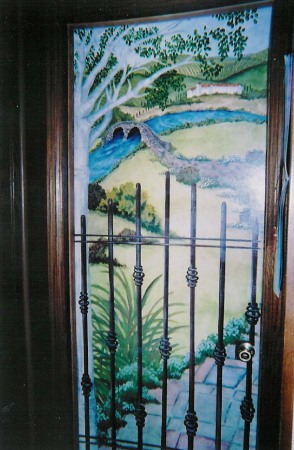 Mural on door.