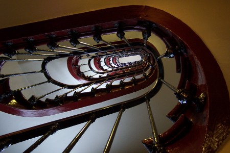 Look up at the 105 steps to get to our floor