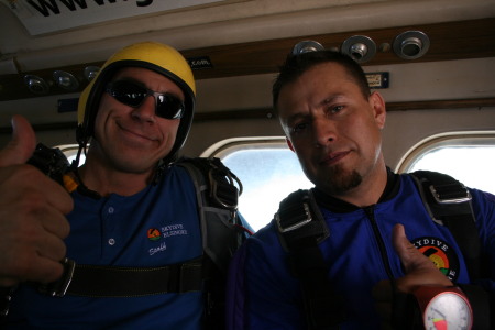 Going up with buddy Chad