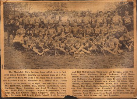 MHS Lacrosse Team - Montclair Times 1968