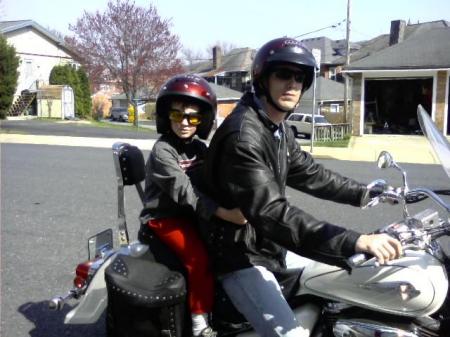 My hubby and son on the motorcycle