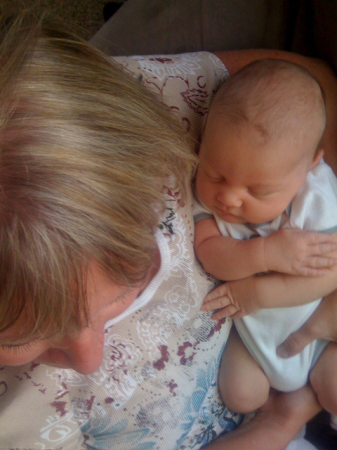 Grandma and Ewan snuggling
