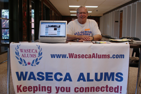 Chuck at the Waseca Alums table at the Reunion