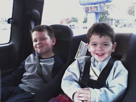 The boys cruisin around Town with Dad.