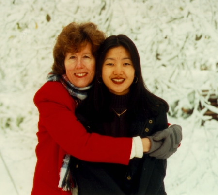 Denise and Bonnie in our back yard