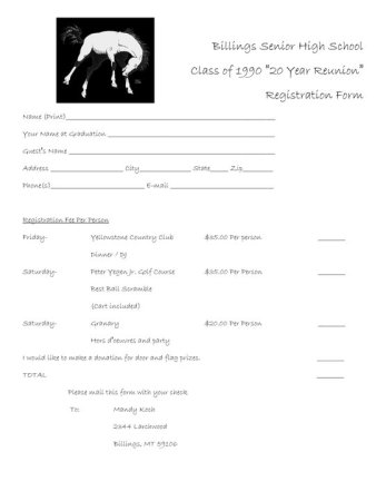 Don Schaak's album, Reunion Registration form