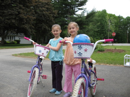 Madison & Elizabeth with new bikes summer 2008