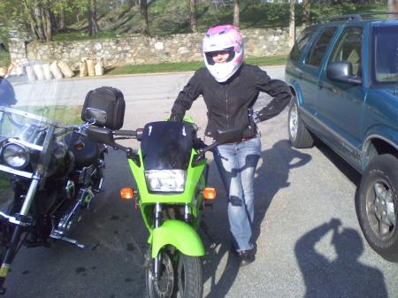 my '02 low rider & Nikki's ninja 250