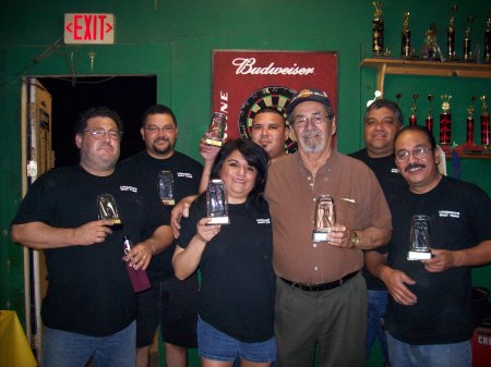 Team with 1st place trophysfor steel darts