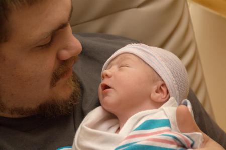 My newest grandson James with his dad.