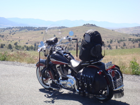 My Harley Springer packed and on the road