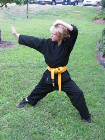 Devin, my youngest practicing Kung Fu