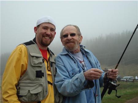 My son Cort and myself fishing in the fog.