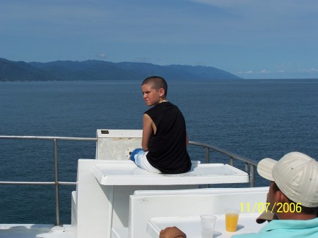 Joey chilling on the boat in Puerto Vallarta