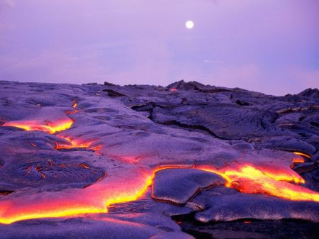 Moonlight during lava flow