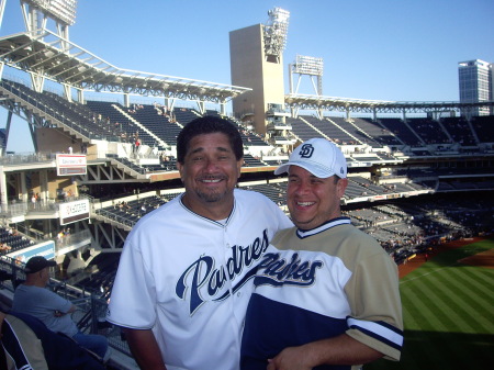 Husband Oscar and step-son Gilbert at Padres