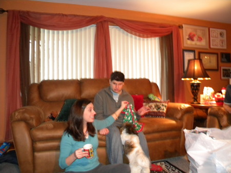 Michelle, Keith and grand-doggy Oscar at xmas