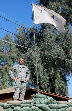 Me flying our tribal flag in Iraq 2007.