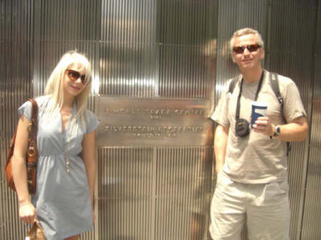 Sarah & I at the WTC building, still standing.