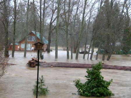 The Deschutes River in flood stage