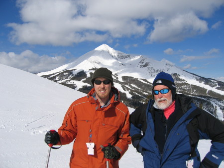 Skiing with son, Zacharey