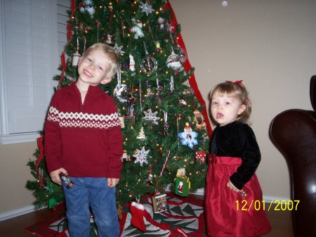 My son and daughter getting ready to see santa