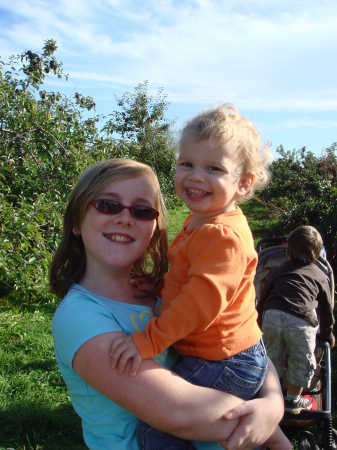 Paige and Julia apple picking
