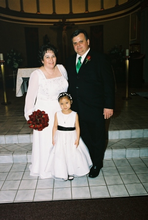 Our wedding day with flower girl