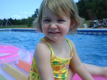Carrie playing in the pool