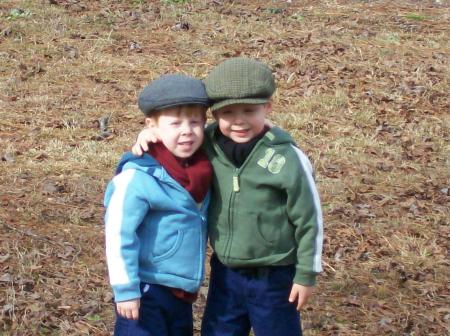 Sam and Gus in their Irish hats.