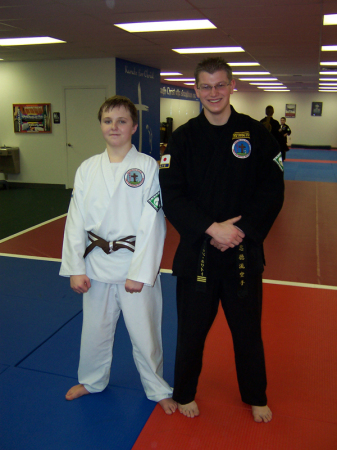 Sean after gettting his 3rd Kyu Brown belt.