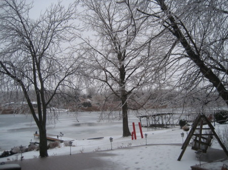 winter lake view at our home