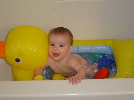 son in the tub