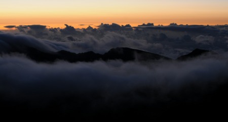 Haleakala Crater moments before sunrise