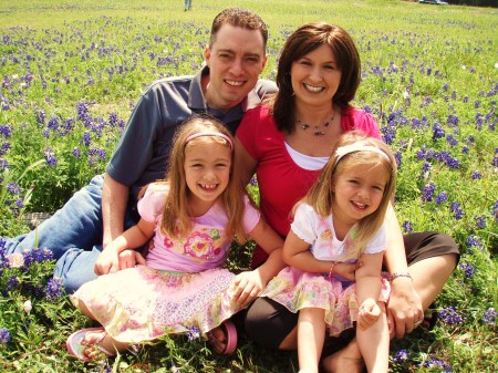 Family in bluebonnets