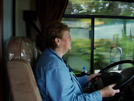 Liz driving motorhome