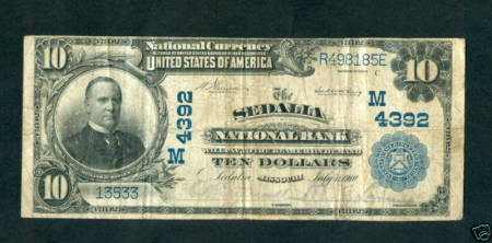 SEDALIA BANK NOTE - 1910