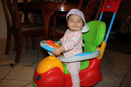 My daughter in her new ride