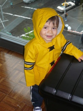 Chillin with his raincoat.