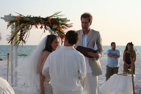 Performing a wedding ceremony at the beach